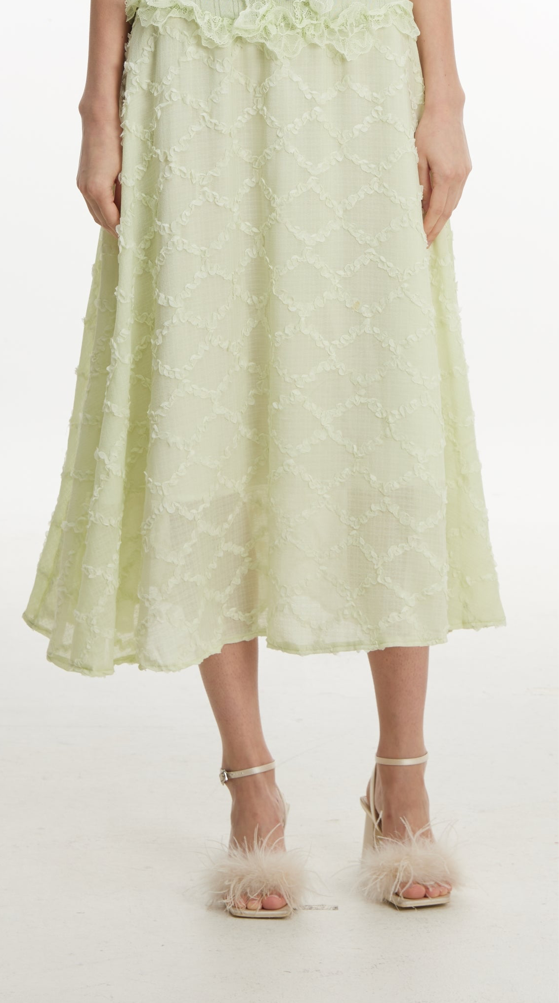 Green silk skirt