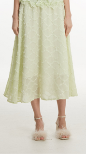 Green silk skirt