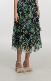 Green leaf lace dress